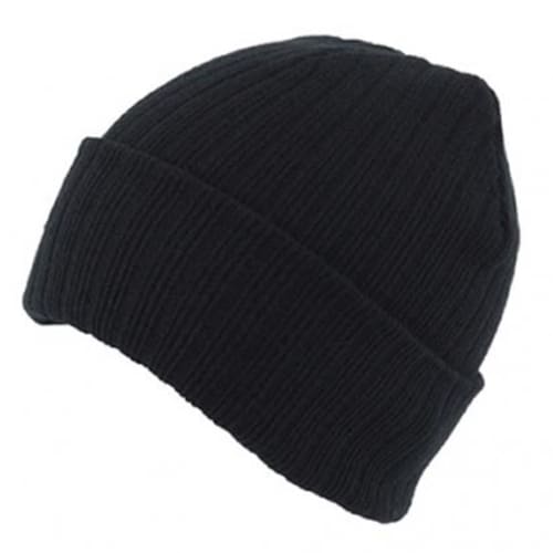 Ribbed Knitted Beanies in Black, Embroidered with Your Logo from Total Merchandise