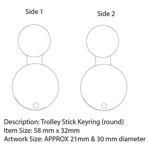 Round Trolley Token Stick Keyrings