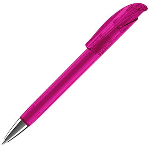 Logo Printed Senator Challenger XL Clear Pens in Pink Rhodamine Red by Total Merchandise