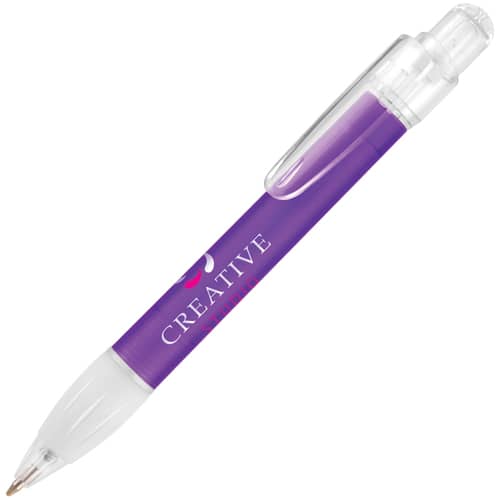 Promotional Setanta Frost Ballpens in Purple Printed with a Logo by Total Merchandise