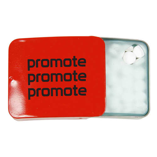 Promotional Slider Mint Tins with a printed logo to the lid from Total Merchandise