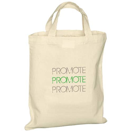 Branded Small Tote Cotton Bags in Natural Unbleached Cotton Printed with a Logo by Total Merchandise