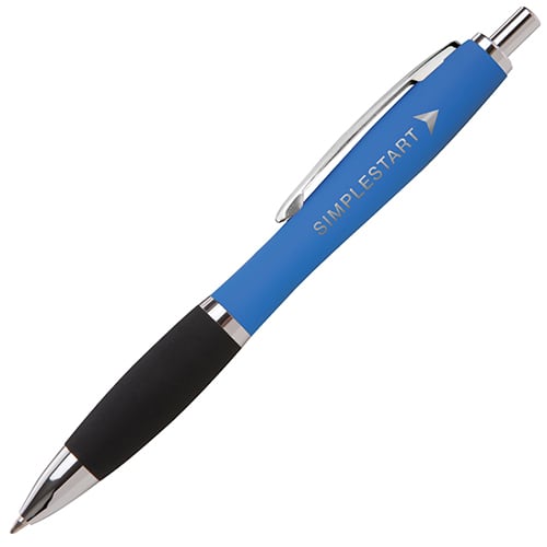 Soft Feel Curvy Ballpens in Mid Blue/Black