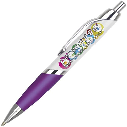 UK Printed Spectrum Max Ballpens in White/Purple from Total Merchandise