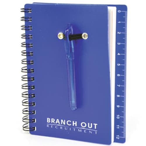 Spiral Bound Ruler Notebook with Ballpen in Blue