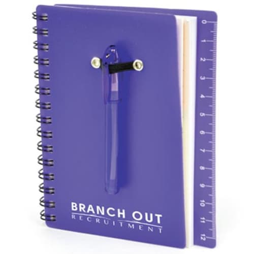 Spiral Bound Ruler Notebook with Ballpen in Purple