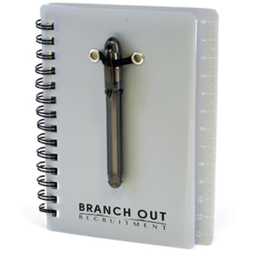 Spiral Bound Ruler Notebook with Ballpen in Silver