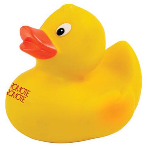 Printed Squeaky Duck with company logos