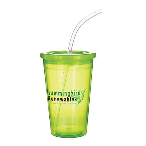 Promotional Stadium Cups printed with logo in lime from Total Merchandise