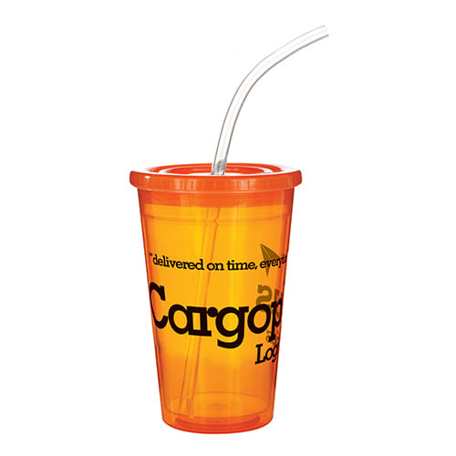 Custom branded Stadium Cups printed with logo in orange from Total Merchandise
