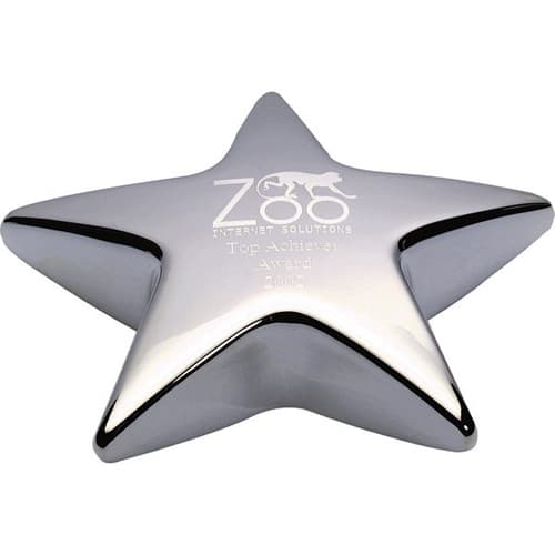 Custom Engraved Silver Coloured Star Paperweights from Total Merchandise