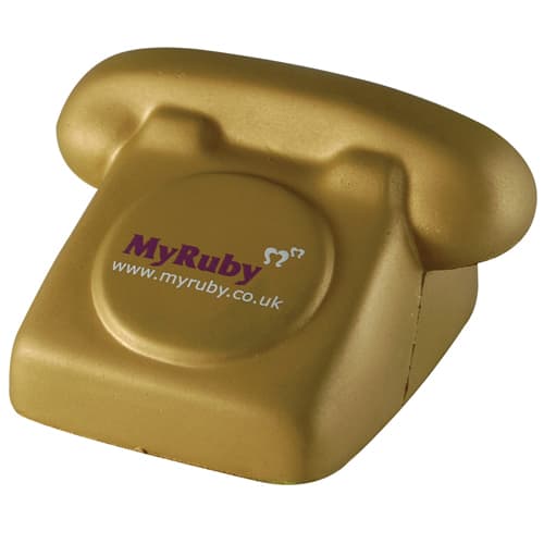 Custom printed Stress Telephone in gold from Total Merchandise