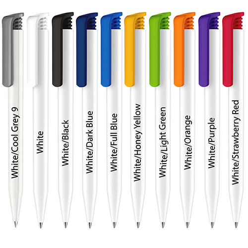 Branded pens for workplace merchandise colours