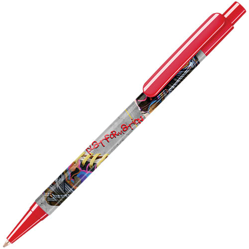 Personalised Supersaver Photo Ballpens in Red Printed with a Logo by Total Merchandise