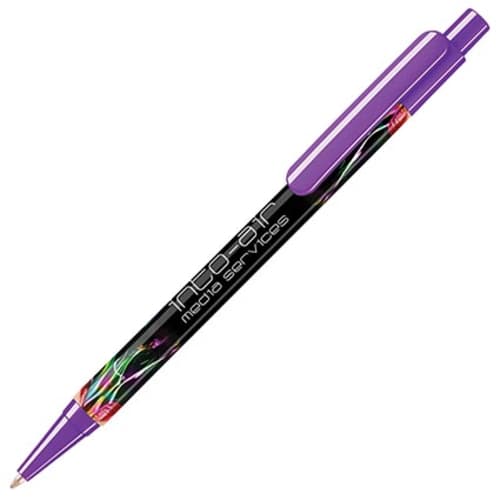 UK Branded Supersaver Photo Ballpens in Purple Printed with a Logo by Total Merchandise