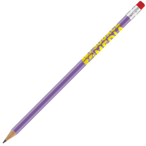 Promotional Supersaver Plastic Pencils in Purple Printed with a Logo by Total Merchandise