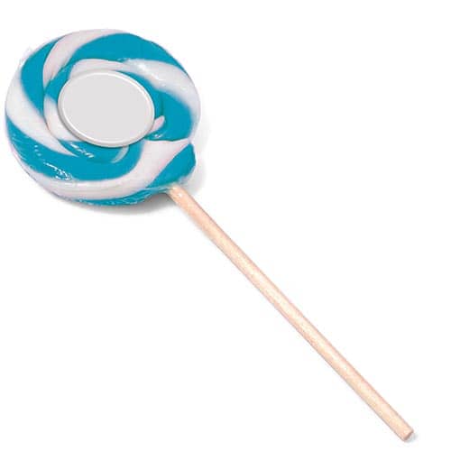 Corporate Branded Swirly Lollipops in Light Blue/White from Total Merchandise