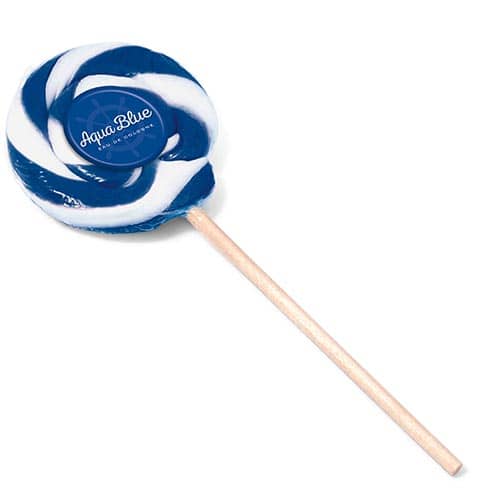 Promotional Swirly Lollipops in Dark Blue/White with a Printed Logo from Total Merchandise