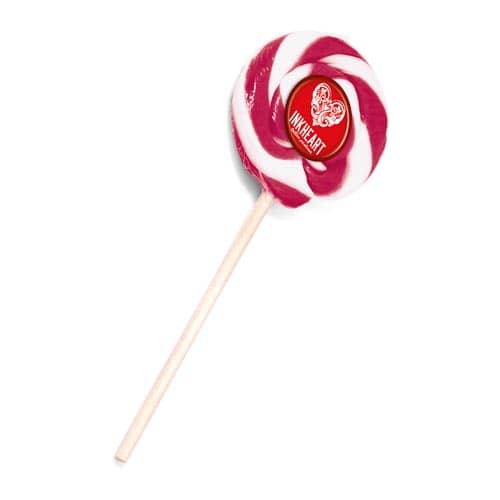 Promotional Swirly Lollipops in Red/White with a Printed Logo by Total Merchandise