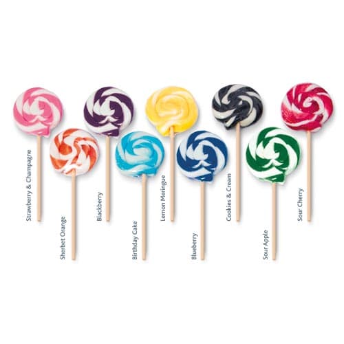 Flavours Available for Custom Printed Swirly Lollipops from Total Merchandise