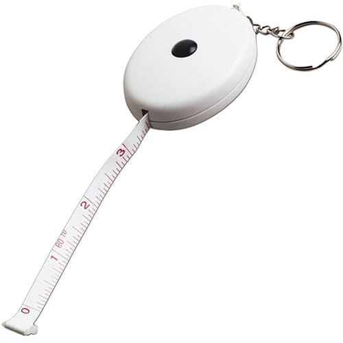 Personalised Tailors Tape Measure Keyrings are ideal for clothing businesses.