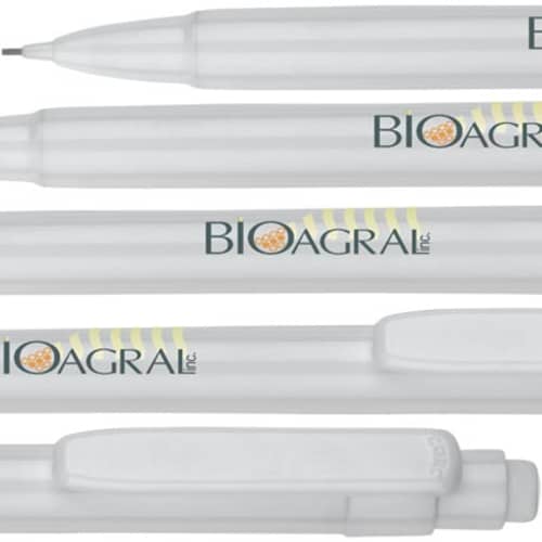 Close Up of UK Branded Recycled Mechanical Pencil in White from Total Merchandise