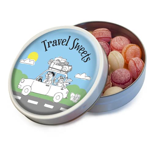 Promotional Travel Sweets in White Printed with a Company Logo by Total Merchandise