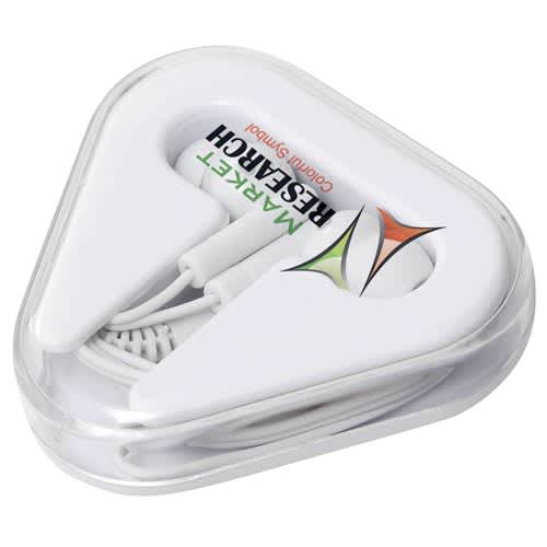 Promotional Triangle Case Earphones with Printed Logo from Total Merchandise