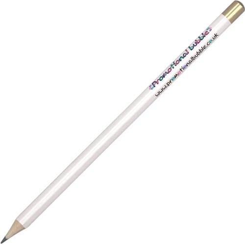 Promotional Triangular Pencils in White/Gold from Total Merchandise