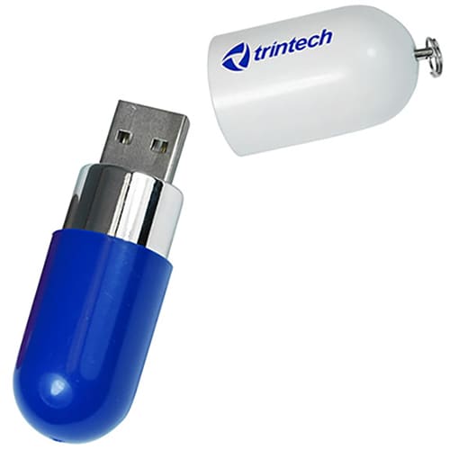 These pill-shaped novelty USB sticks are ideal for keeping the flashdrives safe & your branding visible.