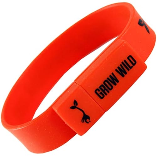 USB Silicone Wristband Flashdrives in Orange