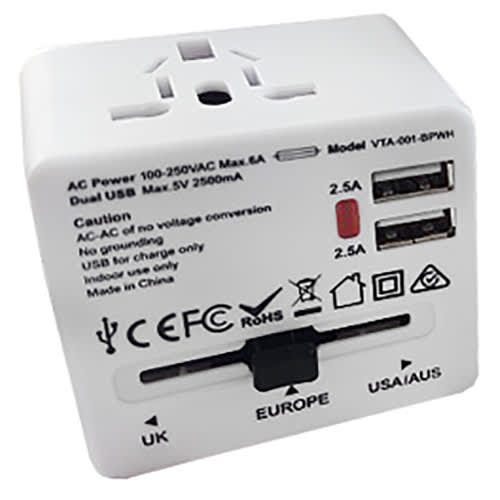 USB Travel Adaptor Plugs in White