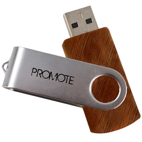 USB Wooden Twist Flashdrives in Silver/Dark Wood