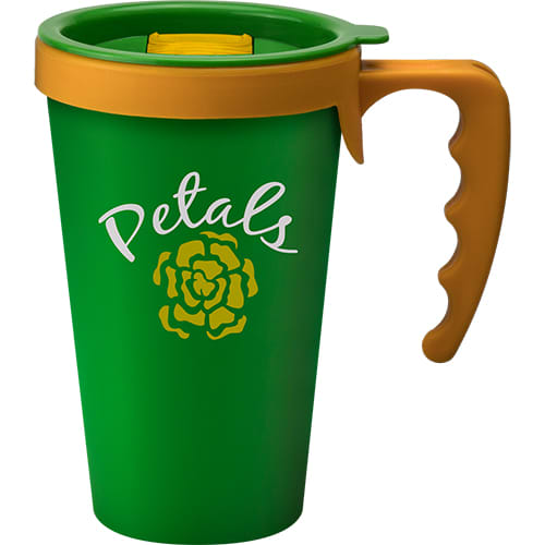 Promotional Universal Travel Mugs in Green Printed with a Logo by Total Merchandise