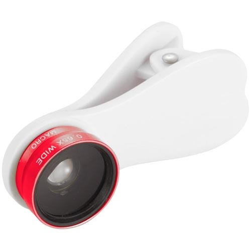 Wide Angle and Macro Lens Clips in White/Red