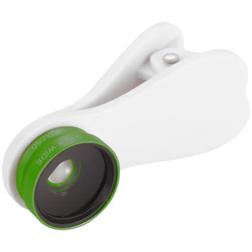 Wide Angle and Macro Lens Clips in White/Green