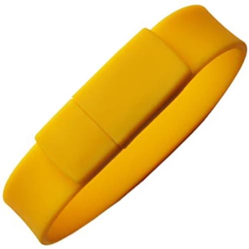 USB Silicone Wristband Flashdrives in Yellow