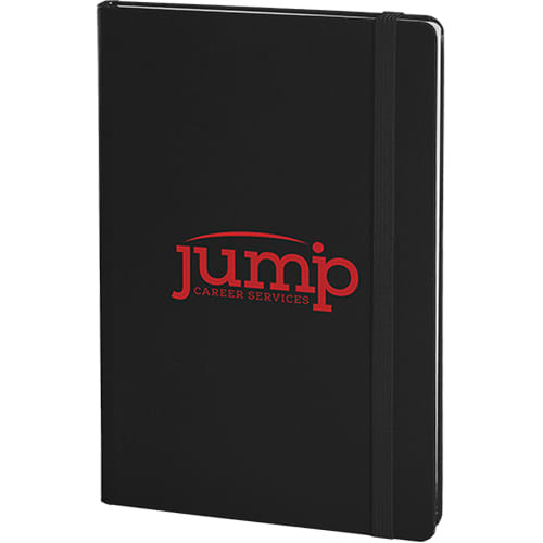 Promotional A5 Arundel Soft Feel Notebooks with logos