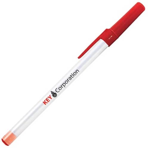 Custom Printed BiC Round Stic Ballpen in White and Red from Total Merchandise