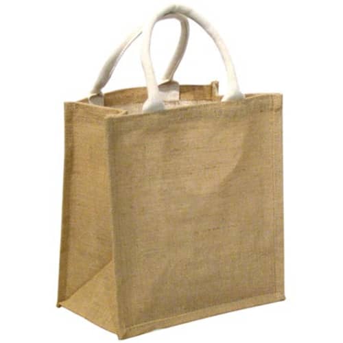 Custom Printed Jute Multipurpose Shopper Bags in Natural by Total Merchandise