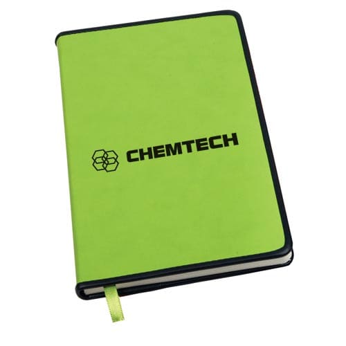 Promotional Border Notebooks in Lime Green Printed with a Logo by Total Merchandise