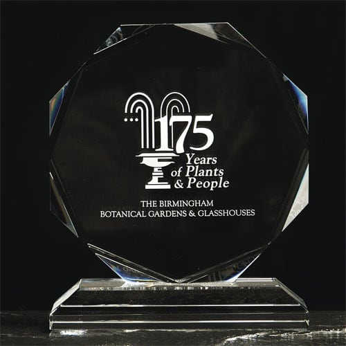 Custom Engraved Medium Crystal Octagon Awards with Individual Names by Total Merchandise