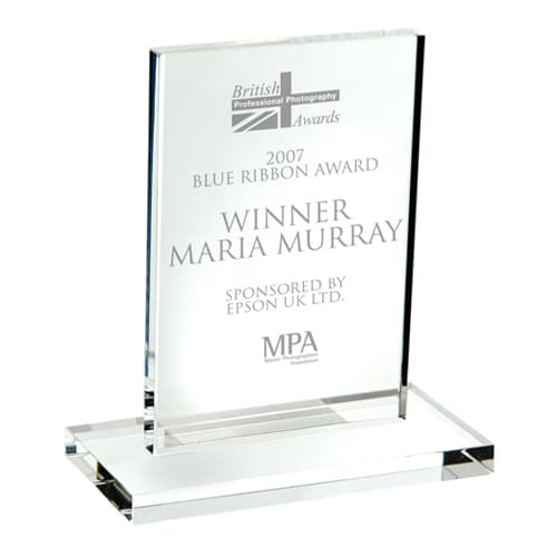 Custom Engraved Medium Optical Crystal Trophy Blocks with Individual Names by Total Merchandise