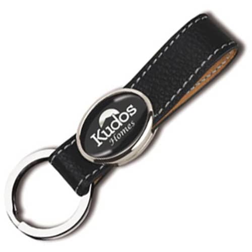 Custom Elite Hide Leather Keyring in black from Total Merchandise