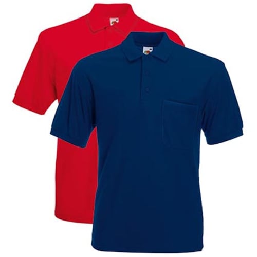 Fruit of the Loom Pocket Polo Shirts in Red and Navy from Total Merchandise