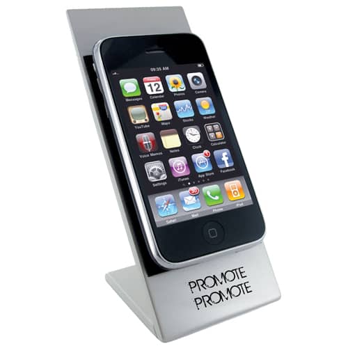 Printed Moby Phone Holder Pad in Silver/Black with Logo Printed by Total Merchandise