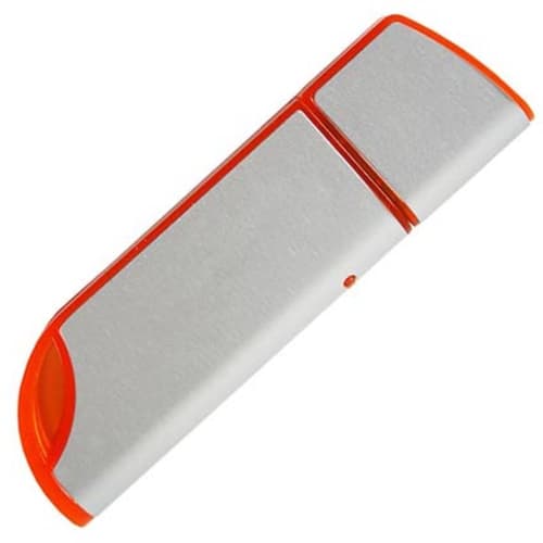 Modern USB Flashdrive in Silver/Orange