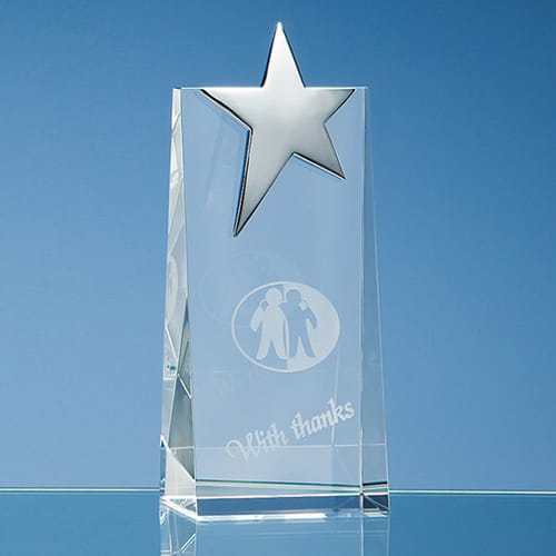 Personalised Optical Crystal Rectangle Star Awards