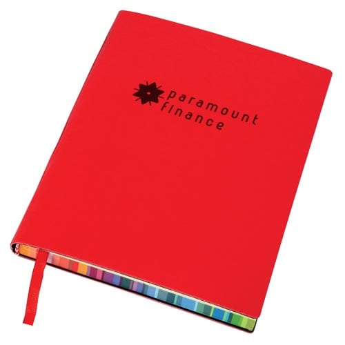 Promotional Rainbow Page Notebooks in Red with Printed Logo by Total Merchandise