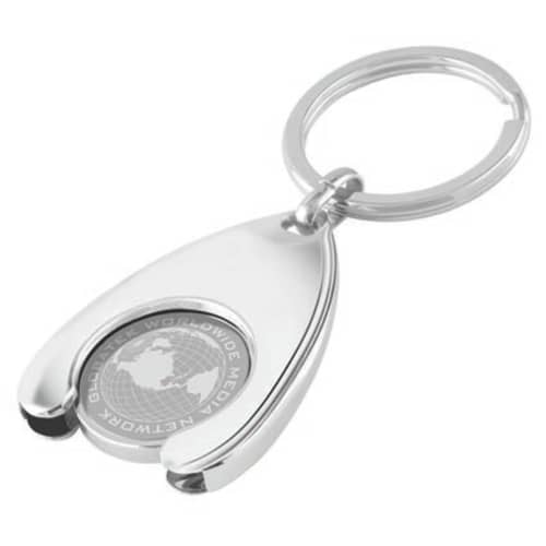 Engraved Wishbone Trolley Coin Keyring